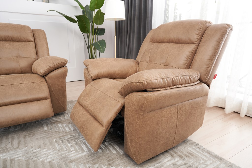 Relax Avenue light tan leather recliner