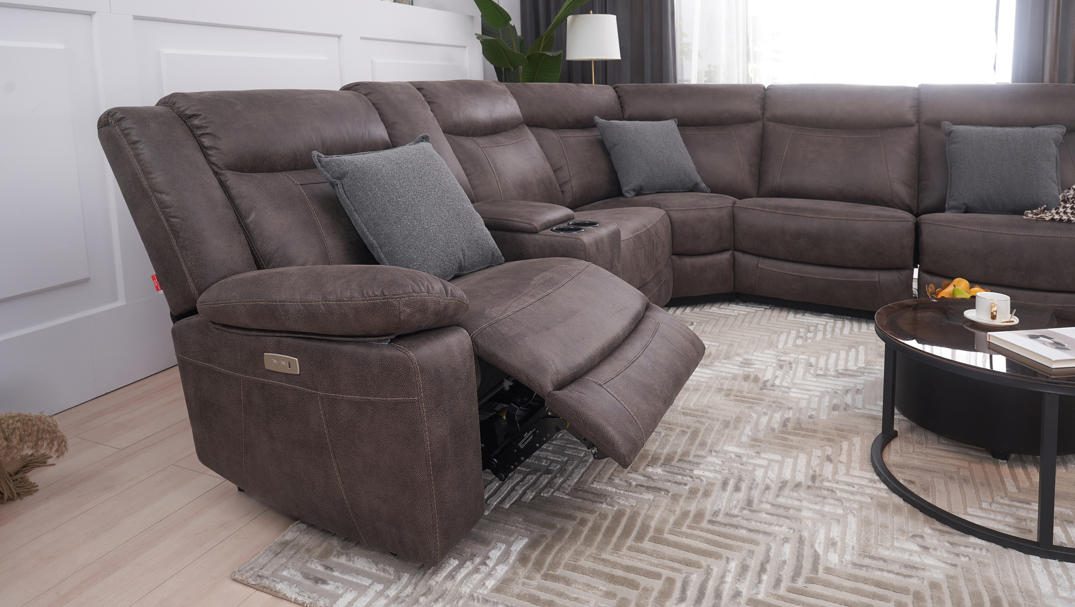 couch with reclining seat