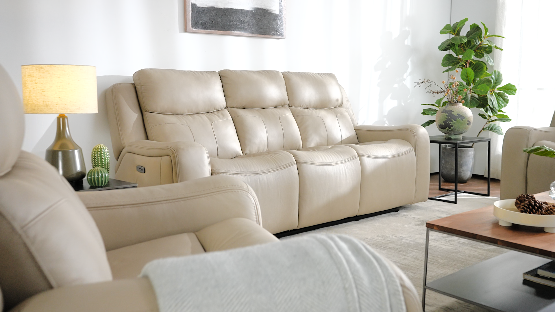 white leather couch